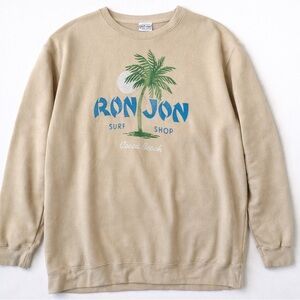 Ron Jon Surf Shop Cocoa Beach Sweatshirt XXL Tan Palm Tree Graphic Surf